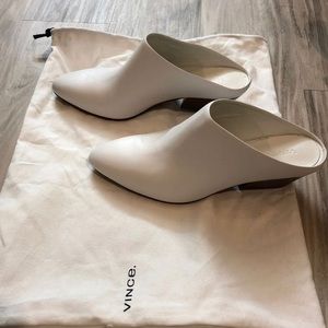 Vince White Leather Mules NWOT